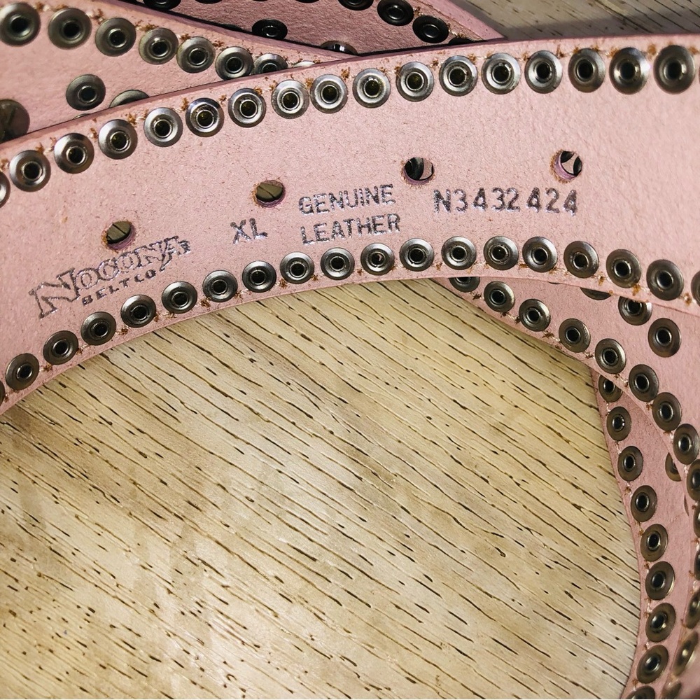 Vintage Nocona Pink Jeweled Women's Leather Belt - Picture 3 of 6